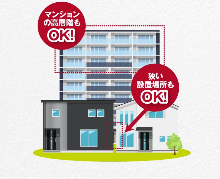 神奈川のマンションの高層階でも狭い設置場所でもOK!!